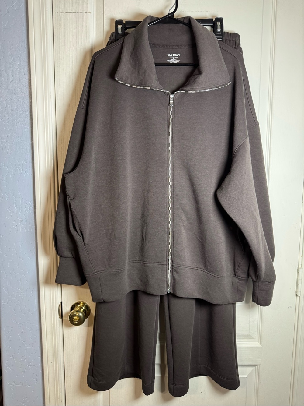 Old Navy Bounce Fleece Set — Zip Jacket XL + Wide-Leg Pants L